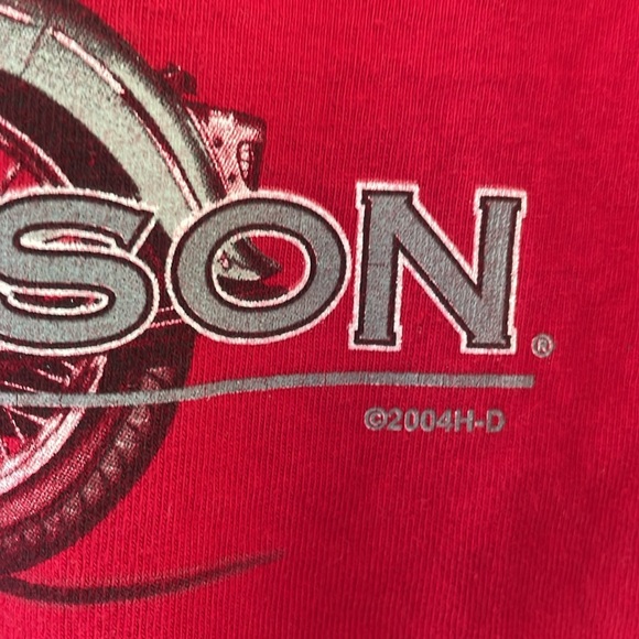 Vintage Harley Davidson Tee T-shirt Red 2004 Premont, Quebec Size Large - Picture 6 of 7